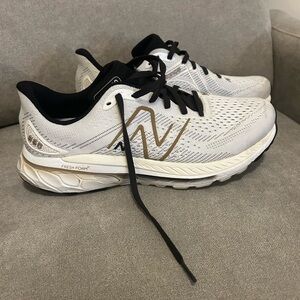 White and Gold New Balance Fresh Foam 860 Sneakers